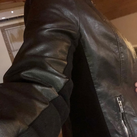 A.N.A - Faux Leather Jacket With Knit feature Black Size L - Picture 4 of 12